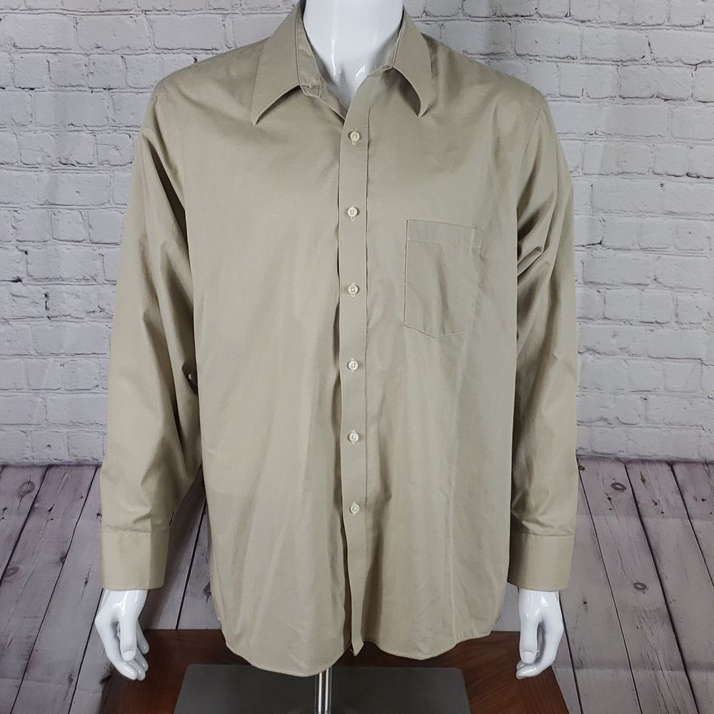 Geoffrey Beene Size 17 Long Sleeve Button-down Shirt 60% Cotton 40% Polyester